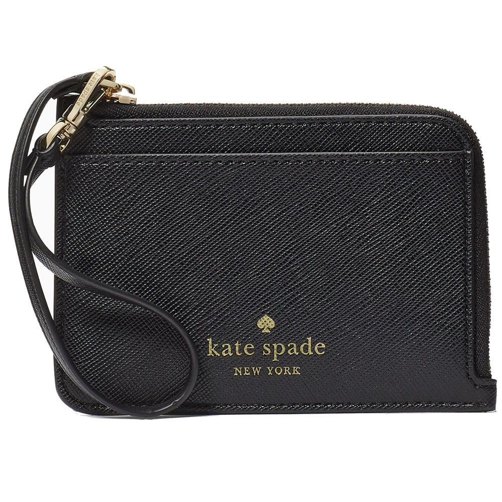 Kate Spade Schuyler Small Card Holder Saffiano Pvc Black Wristlet Black # KE701