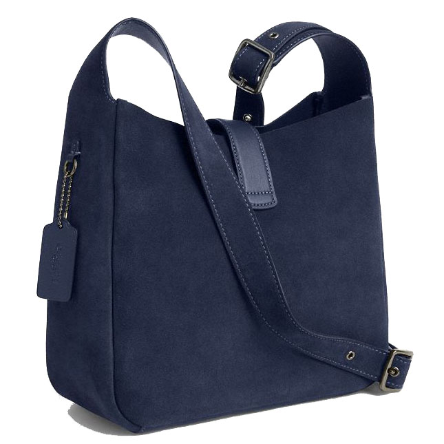 Coach Hadley Convertible Crossbody Bag In Suede True Navy Blue # CW004