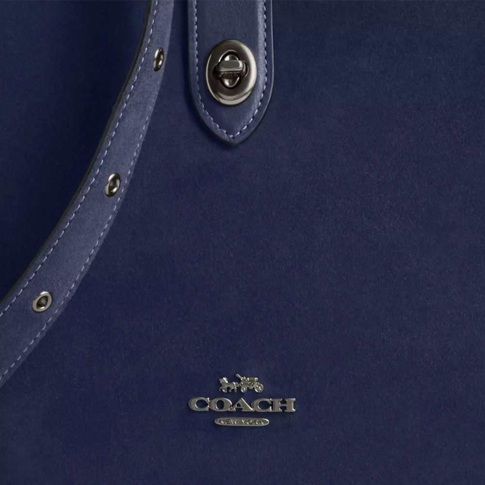 Coach Hadley Convertible Crossbody Bag In Suede True Navy Blue # CW004