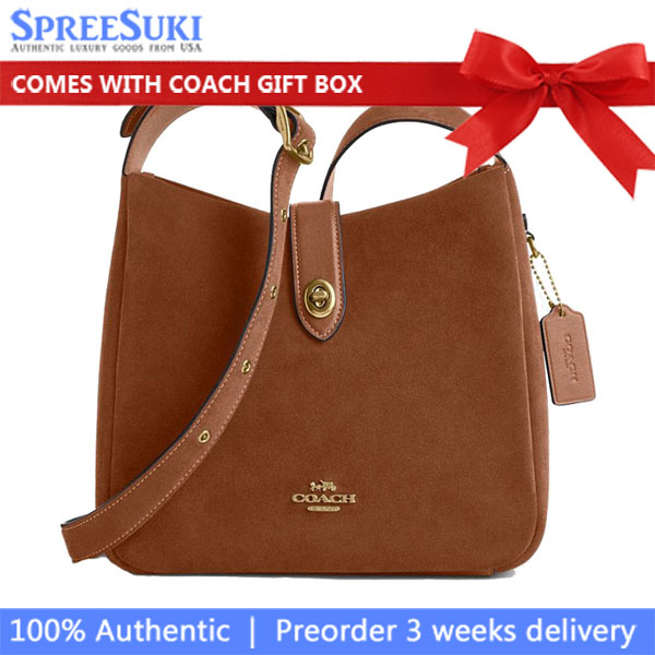 Coach Hadley Convertible Crossbody Bag In Suede Sienna # CW004