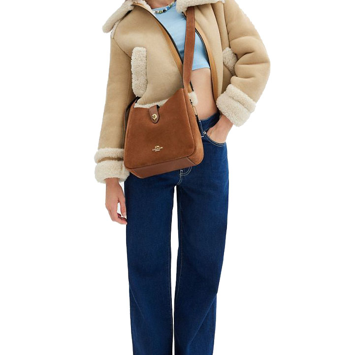 Coach Hadley Convertible Crossbody Bag In Suede Sienna # CW004