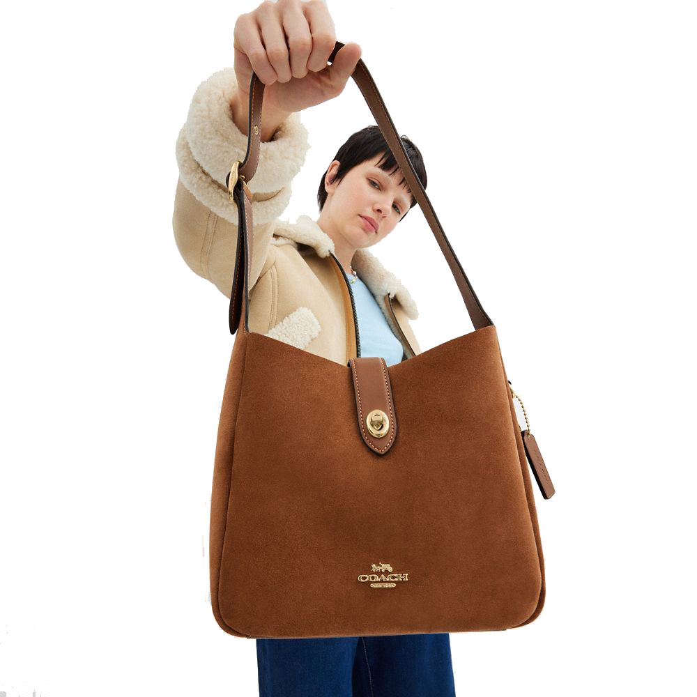 Coach Hadley Convertible Crossbody Bag In Suede Sienna # CW004