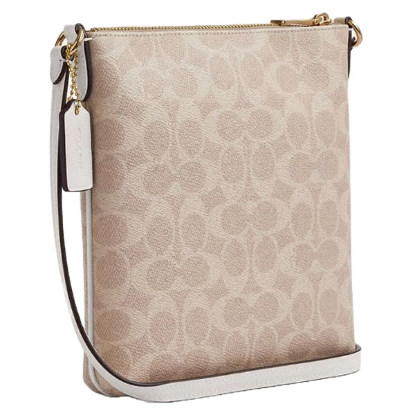 Coach Mini Rowan File Bag In Signature Canvas Sand Chalk # CW325