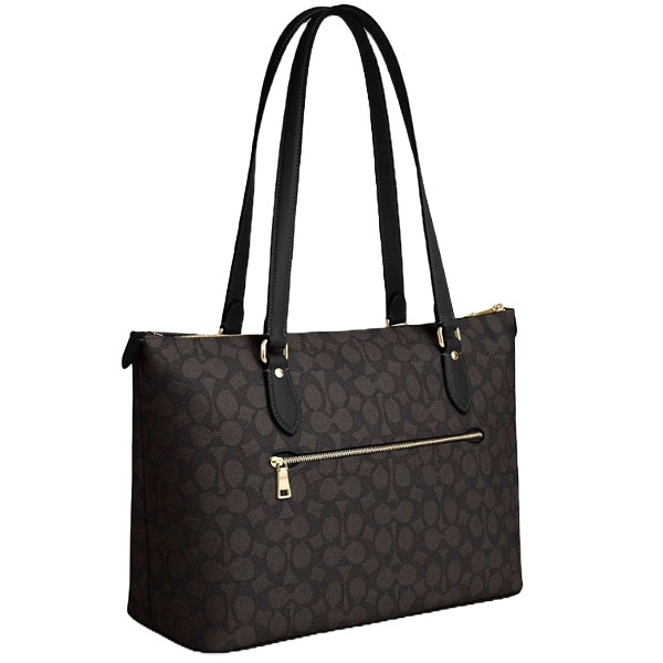 Coach Gallery Tote Bag In Signature Canvas Walnut Black # CW381