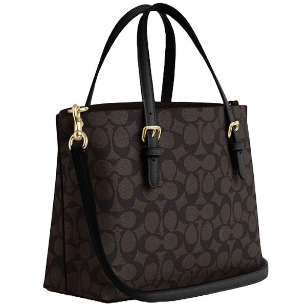 Coach Mollie Tote Bag 25 In Signature Canvas Walnut Black # CV965