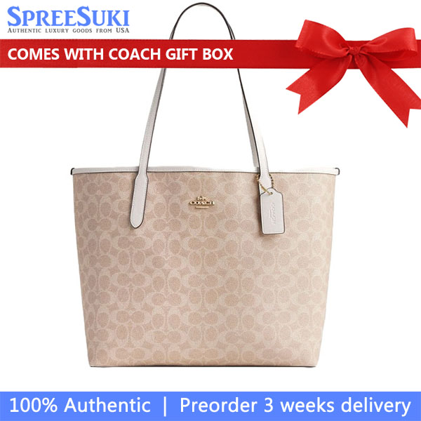 Coach City Tote Bag In Signature Canvas Sand Chalk # CV976