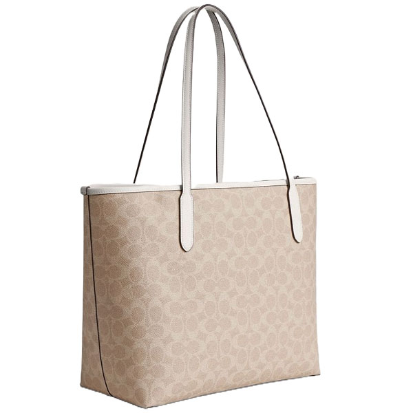 Coach City Tote Bag In Signature Canvas Sand Chalk # CV976