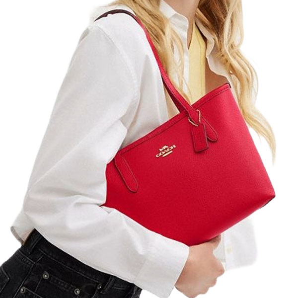 Coach Small City Tote Bag Bold Red # CT859