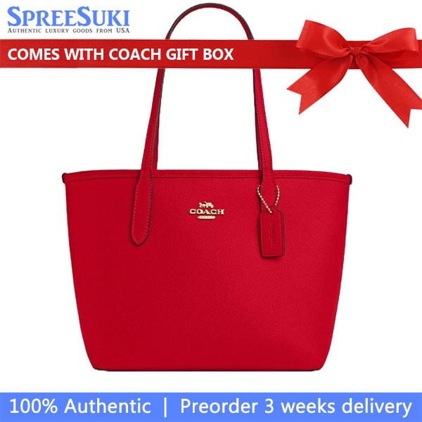 Coach Small City Tote Bag Bold Red # CT859