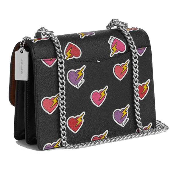 Coach Klare Crossbody Bag With Heart Bolt Print Silver Black Multi # CW436