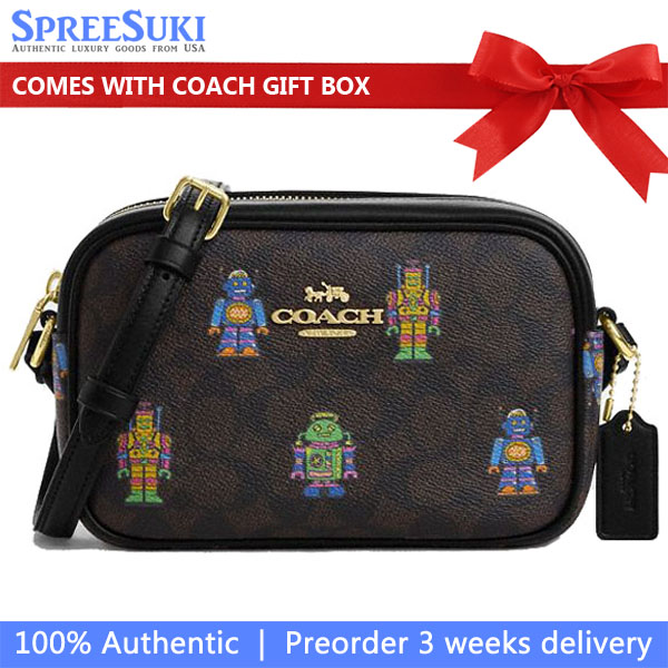 Coach Cosmic Coach Mini Jamie Camera Bag In Signature Canvas With Robot Print Walnut Multi # CW348