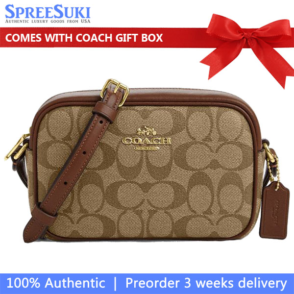 Coach Mini Jamie Camera Bag In Signature Canvas Khaki Saddle 2 # CQ874