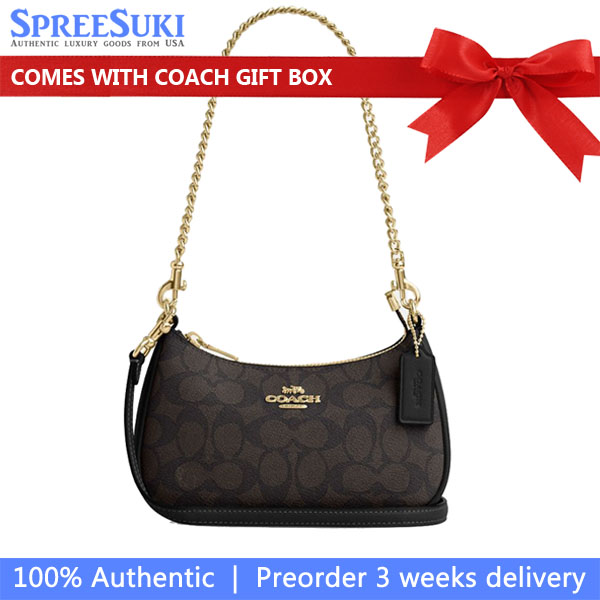 Coach Teri Mini Crossbody Bag In Signature Walnut Black # CW323