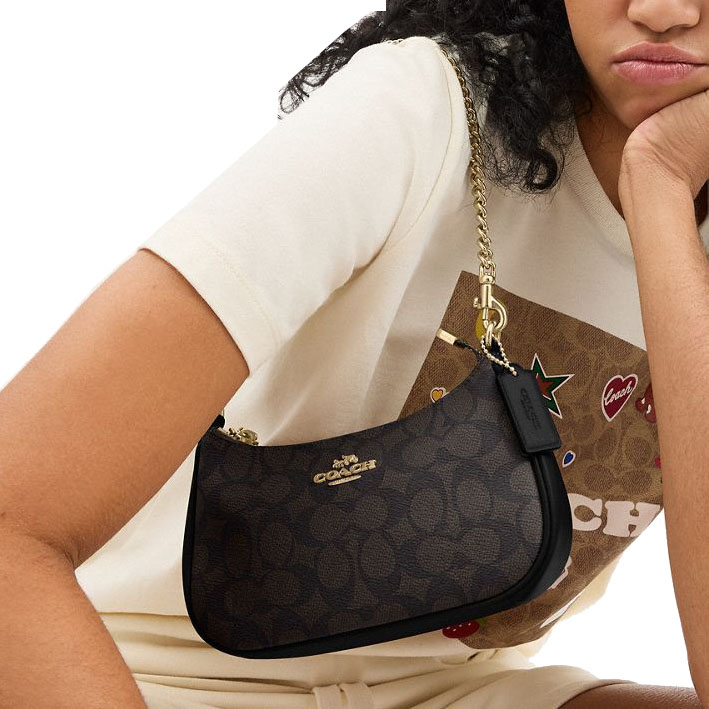 Coach Teri Mini Crossbody Bag In Signature Walnut Black # CW323