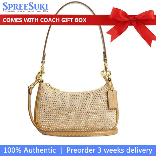 Coach Teri Mini Crossbody Bag With Crystal Yellow Gold # CW322