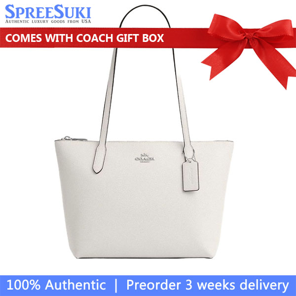 Coach Fiona Zip Tote Bag Silver Chalk # CW395
