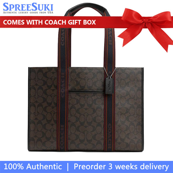 Coach Large Smith Tote Bag In Signature Canvas Silver Brown Multi # CM865