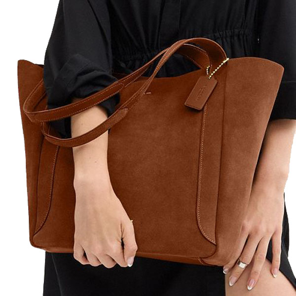 Coach Hadley Tote Bag In Suede Sienna # CV998