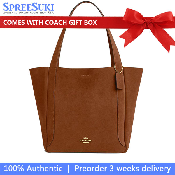 Coach Hadley Tote Bag In Suede Sienna # CV998