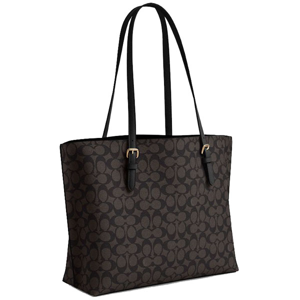 Coach Mollie Tote Bag In Signature Canvas Walnut Black # CV967