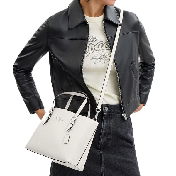 Coach Mollie Tote Bag 25 Silver Chalk # CV966