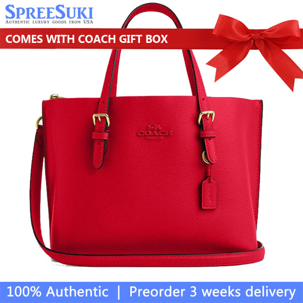 Coach Mollie Tote Bag 25 Bold Red # CV966