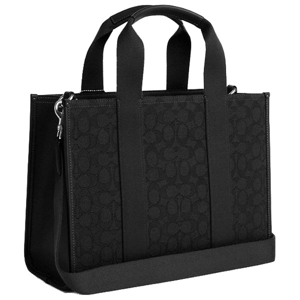 Coach Smith Tote Bag In Signature Jacquard Silver Black # CY368