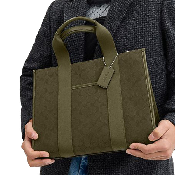 Coach Smith Tote Bag In Signature Jacquard Silver Olive Drab # CY368