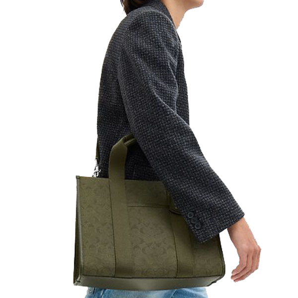 Coach Smith Tote Bag In Signature Jacquard Silver Olive Drab # CY368