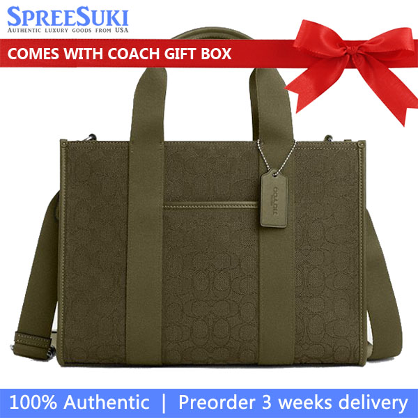 Coach Smith Tote Bag In Signature Jacquard Silver Olive Drab # CY368