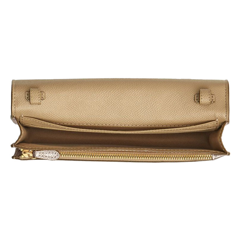 Coach Anna Foldover Clutch Crossbody Bag In Signature Canvas Champagne Multi # CX593