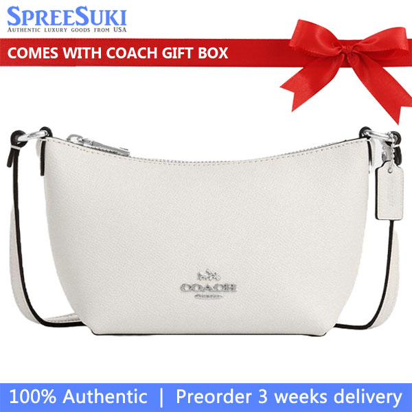 Coach Zip Top Crossbody Bag Silver Chalk # CW336