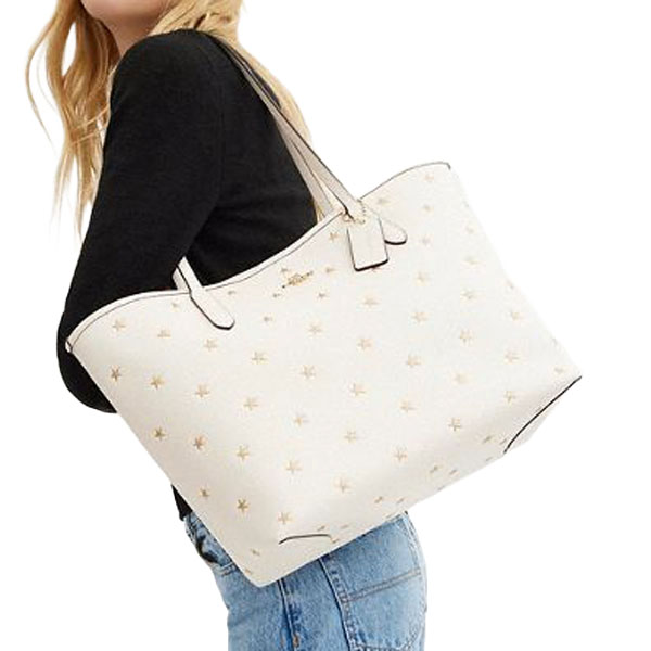 Coach City Tote Bag With Star Print Chalk Multi # CZ937