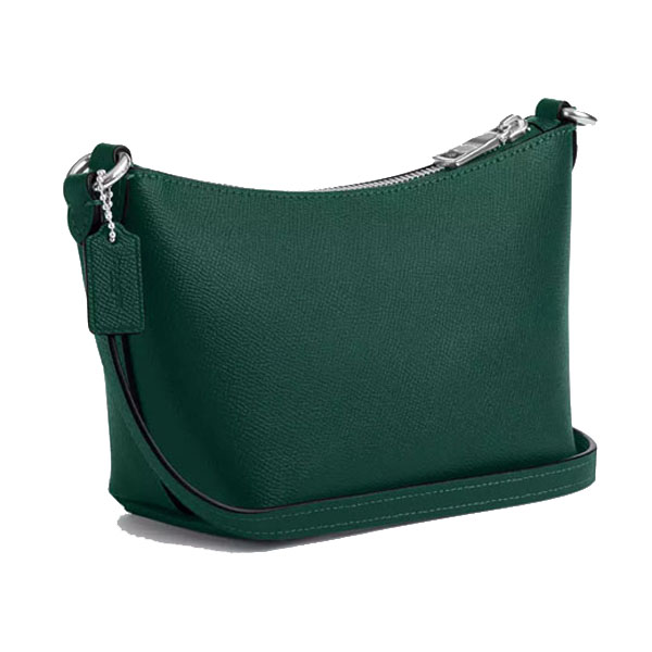 Coach Zip Top Crossbody Bag Silver Emerald Green # CW336