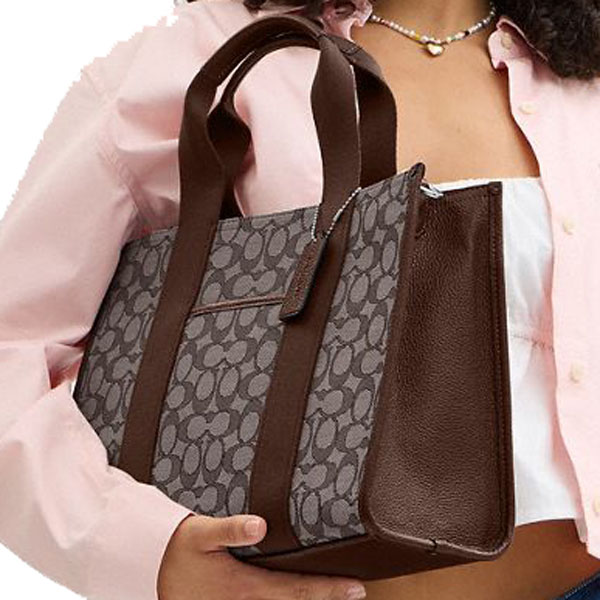 Coach Smith Tote Bag In Signature Jacquard Silver Oak Maple # CY367