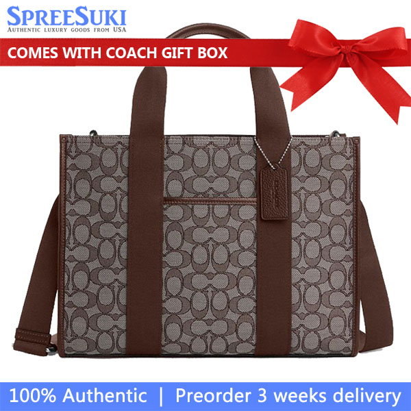 Coach Smith Tote Bag In Signature Jacquard Silver Oak Maple # CY367