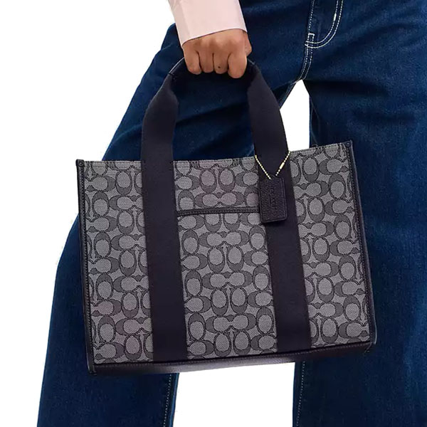 Coach Smith Tote Bag In Signature Jacquard Navy Midnight Navy # CY367