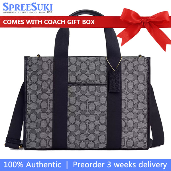 Coach Smith Tote Bag In Signature Jacquard Navy Midnight Navy # CY367