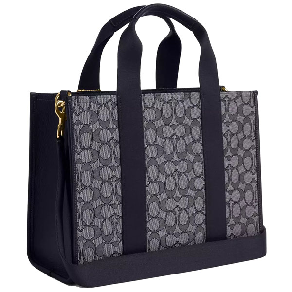 Coach Smith Tote Bag In Signature Jacquard Navy Midnight Navy # CY367