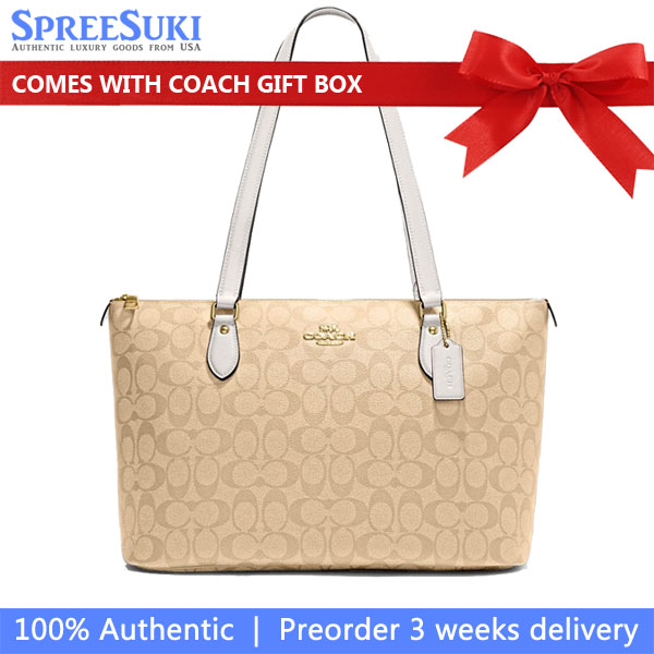 Coach Gallery Tote Bag In Signature Canvas Light Khaki Chalk # CH504