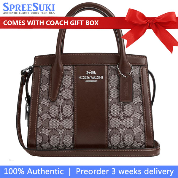 Coach Andrea Carryall Bag In Signature Jacquard Silver Oak Maple # CT766