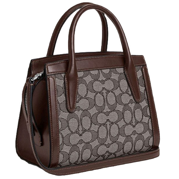 Coach Andrea Carryall Bag In Signature Jacquard Silver Oak Maple # CT766