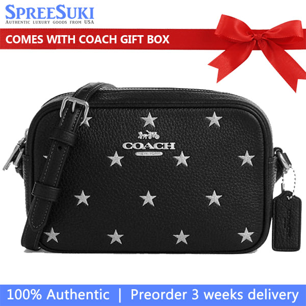 Coach Mini Jamie Camera Bag With Star Print Silver Black Multi # CZ945