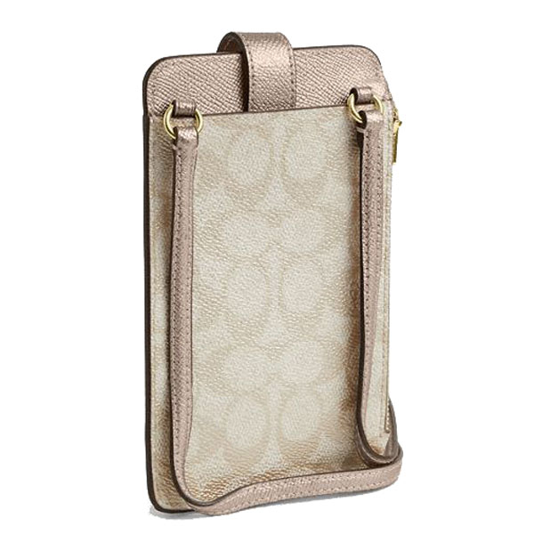 Coach Phone Crossbody Bag In Signature Canvas Champagne Multi # CW401