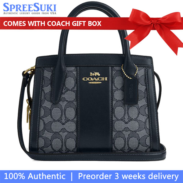 Coach Andrea Carryall Bag In Signature Jacquard Navy Midnight Navy # CT766