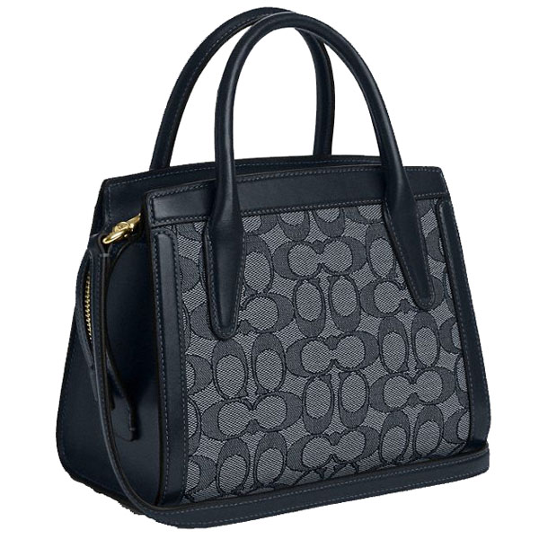 Coach Andrea Carryall Bag In Signature Jacquard Navy Midnight Navy # CT766