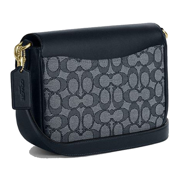 Coach Amelia Saddle Bag In Signature Jacquard Midnight Navy # CU998