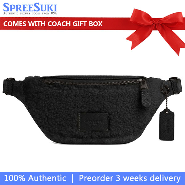 Coach Warren Mini Belt Bag In Signature Canvas Black Copper Charcoal Black # CY884