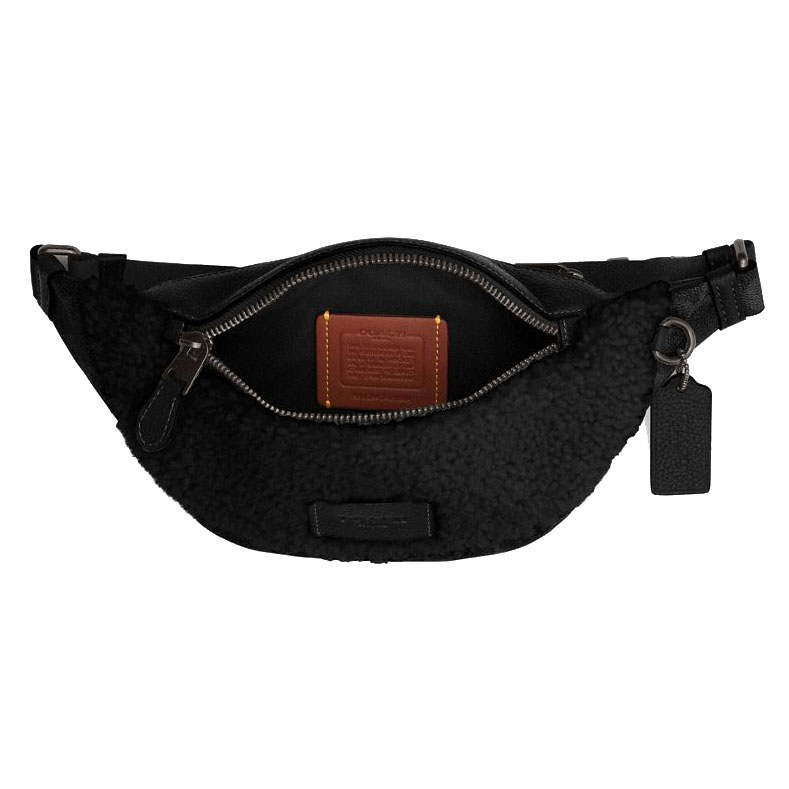 Coach Warren Mini Belt Bag In Signature Canvas Black Copper Charcoal Black # CY884