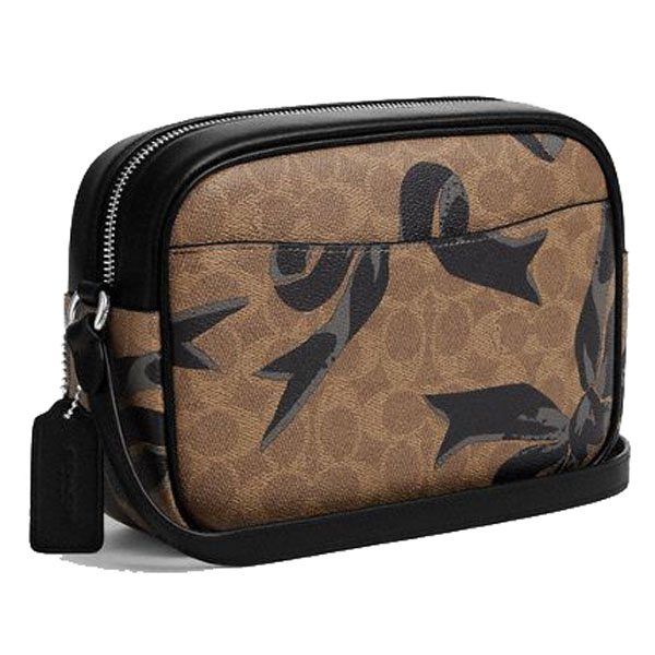 Coach Jamie Camera Bag In Signature Canvas With Bow Print Silver Tan Black Multi # CZ769